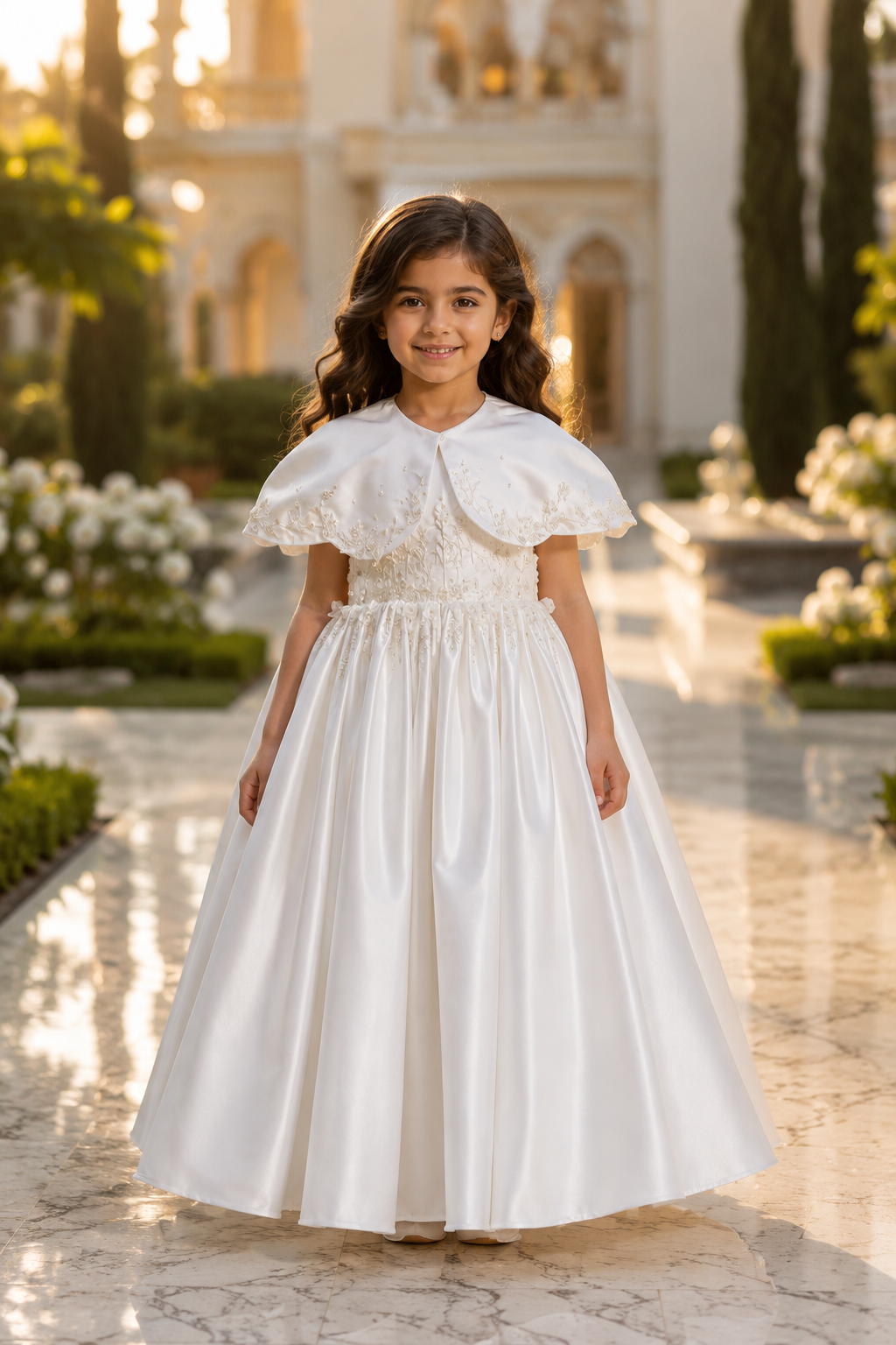 Premium Girls Formal Dress with Cape Design