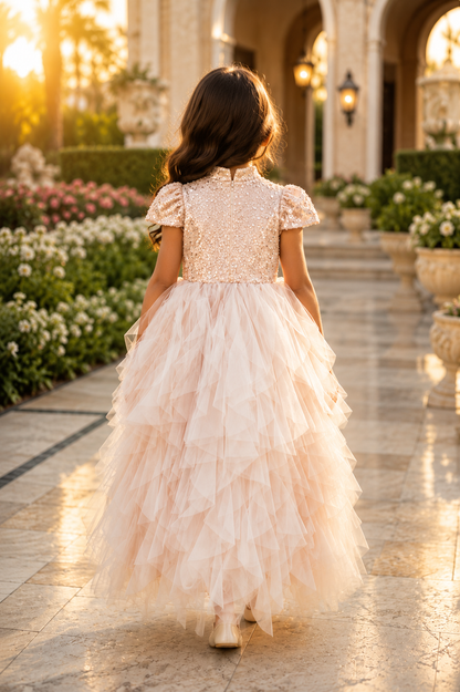 Elegant Pink Princess Dress with Soft Tulle