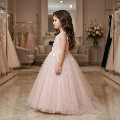Petal Scatter Tulle Midi Dress