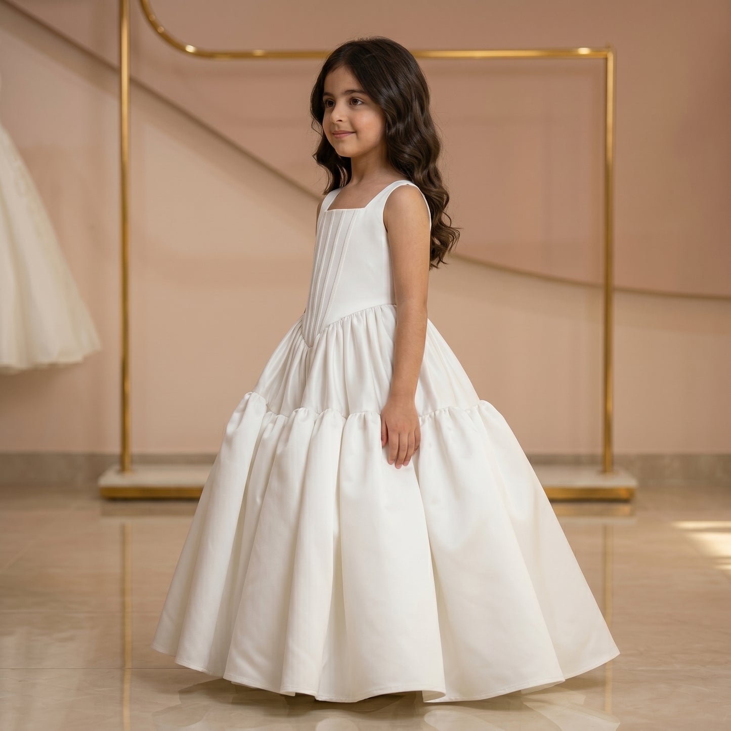 White Satin Corset Puff Ball