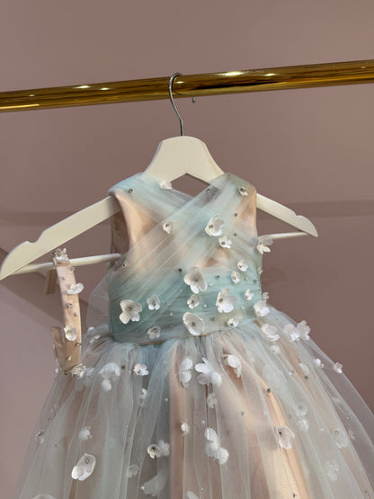 Aurora Ombre Floral Tulle Midi Dress