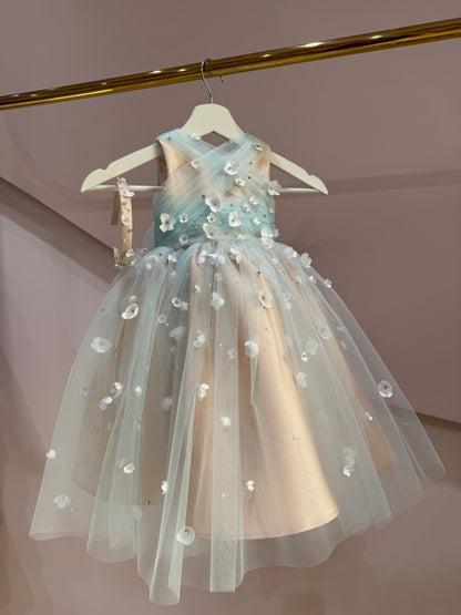 Aurora Ombre Floral Tulle Midi Dress