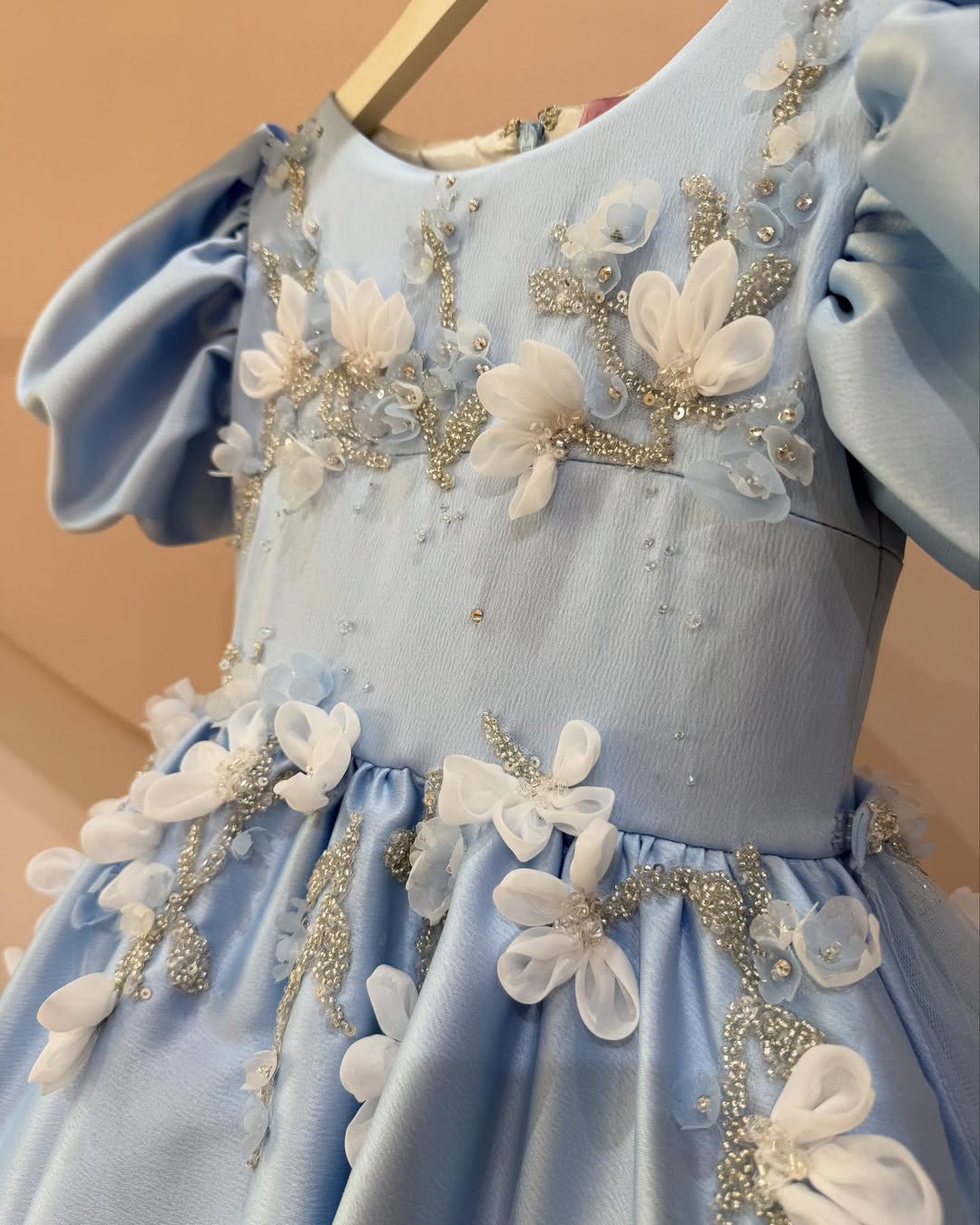Luxury Floral Puff Sleeve Couture Dress